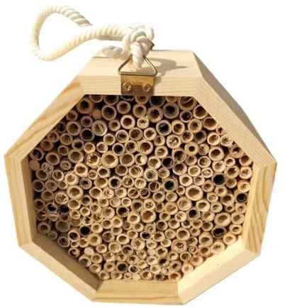 Hotel Madera para Insectos Hotel Madera Abejas Atrae Mariposas Y Avispas | Refugio Abejas Atrae polinizadores, avispas, mariposas, aumenta la productividad en balcón, exterior,