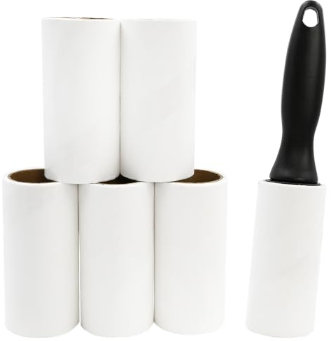 Fusselroller Tierhaare 360 Blatt – extra klebriger Fusselentferner für Kleidung & Polster, Starke Klebkraft gegen Katzenhaare und Hundehaare, praktische Fusselrolle mit 6 Rollen für Haushalt
