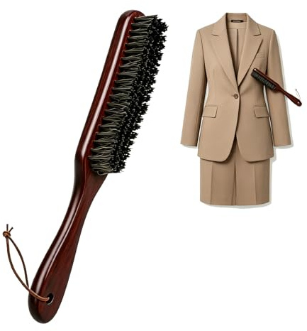 Clothes Brushes for Men, Clothes Brush Fluff Remover with Mahogany Handle, Efficient Lint Brush for Clothes Maintenance, Daily Suit Care and Pet Hair Removal Tool