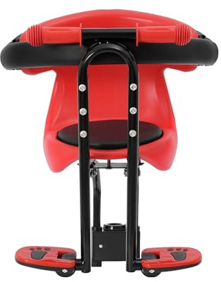 EGBNSY Seggiolino Bici Anteriore, Seggiolino Bici con Pedali Regolabili, Carico Max 30kg, da 8 Mesi a 6 Anni, Maniglia Sicurezza, Cinture, Porta Bambini Bicicletta per Pieghevoli e Cruiser (Nero)
