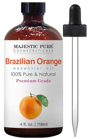 MAJESTIC PURE Brazilian Orange Essential Oil | 100% Pure and Natural | Premium Grade Essential Oils for Hair Care, Home Diffusers, Skin, Aromatherapy, Massage and Humidifiers | 4 Fl Oz