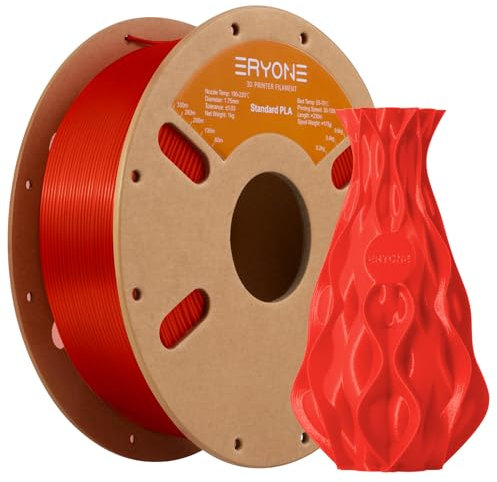 ERYONE PLA Filament 1.75 mm, 3D-Drucker Filament PLA, 0,03 mm, 1 kg/Spule, Rot