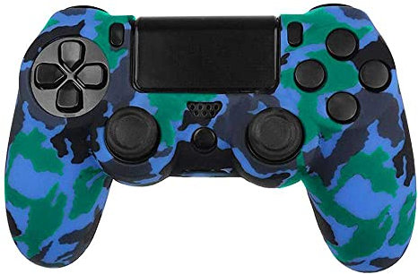 OcioDual Coque de Protection Silicone Compatible avec Manette PS4/Slim/PRO Camo Bleu Gamepad Étui Housse Bumper Anti-Dérapant