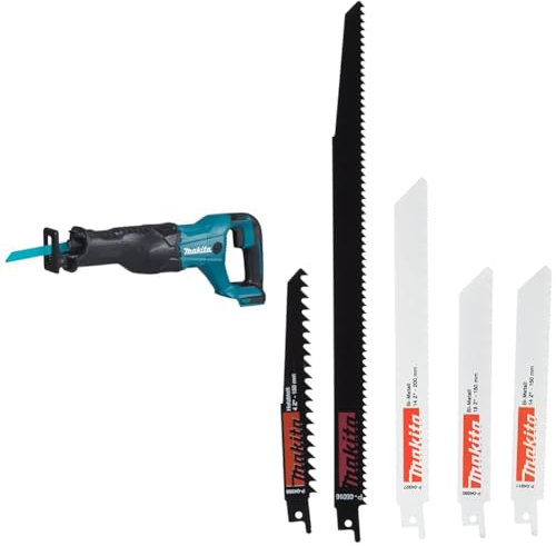 Makita Akku-Reciprosäge (18 V, ohne Akku, ohne Ladegerät) DJR186ZK + Makita P-83945 Reciprosägeblatt-Set