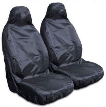 HMS For VW Volkswagen Caddy All Years - Heavy Duty Black Pair Waterproof Car Front Seat Covers Protectors - 2 x Fronts