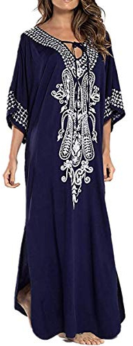 LikeJump Femmes Robe Eté Caftan Longue Kimono Bikini Cover-Up Plage Tunique Maillot de Bain