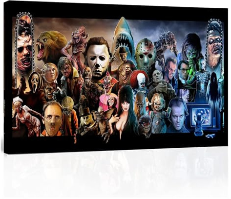 HAO SHUN DA Horror Movies, Oil Painting on Canvas, Posters and Prints, Decoration, Wall Art, Picture, Living Room, Wall (12 x 18 inches, Artwork – 05)