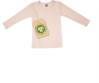 Cosilana Canottiera per bambini a maniche lunghe, in 70% lana proveniente da allevamento biologico controllato e 30% seta, Naturale 01., 116