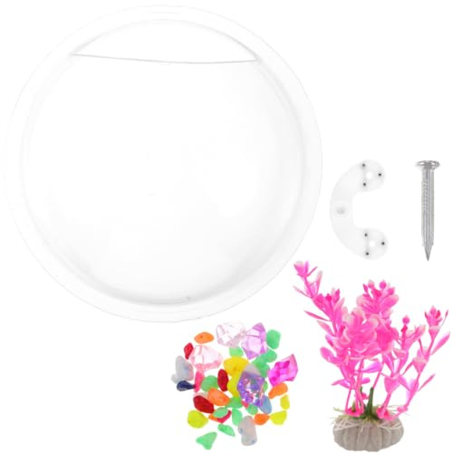 POPETPOP Aquarium à poisson rouge - Vase mural à suspendre en acrylique - Décoration d'intérieur - 17 cm de diamètre