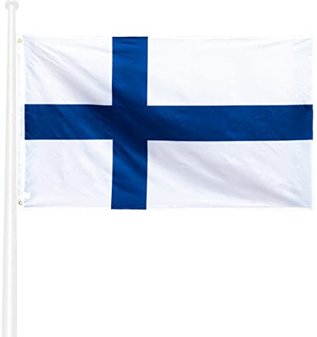KliKIl Finnland flagge 90x150cm - finnisch Flagge Fahnen Fanartikel Wetterfeste finnisch Nationalflagge mit Messingösen leuchtenden Farben und UV-beständig für den Außenbereich Finland