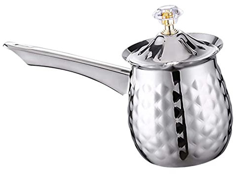 Colcolo Cafetera turca de Material Acero Inoxidable, cafetera pequeña, cafetera para Leche, Jarra para derretir, cafetera Griega, cafetera para, Plata 400ml