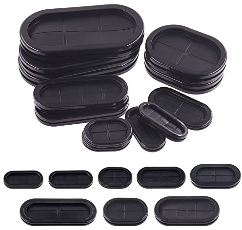 Rustark 5Pcs 40x110mm Oval Closed Rubber Grommet Double Sided Rubber Grommets Hole Plug for Wire Protection Electrical Appliance Cable Drill Hole Firewall