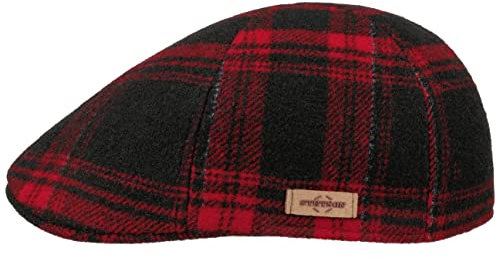 Stetson Texas Shadow Plaid Flatcap Schirmmütze Schiebermütze Wollcap Herren - Made in The EU mit Schirm Herbst-Winter - XXL (62-63 cm) rot