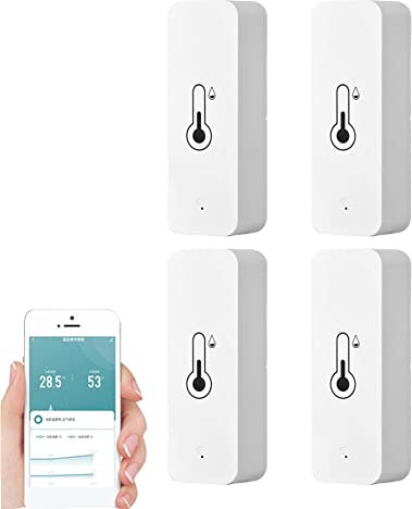 RANRAO Lot de 4 hygromètres intelligents WiFi - Capteur de température et d'humidité - Sans fil - Haute précision - Moniteur à distance pour la maison, le travail avec l'application pour Tuya, Alexa