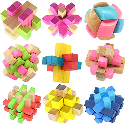 Knobelspiele Holz, 3D Knobelspiele für Erwachsene, Geschicklichkeitsspiele Erwachsene, Geduldsspiel für Erwachsene, Logikspiele für Erwachsene, Spielzeug Geschenk Set für Erwachsene & Kinder