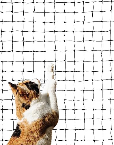 QWORK® Katzennetz drahtverstärkt, inklusive Befestigungsset, 8x3m, schwarz für Balkon, Außentüren und Fenster