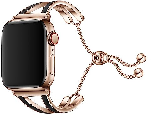 Soyeacrg Kompatibel mit Apple Watch-Armband 49mm 45mm 44mm 42mm 41mm 40mm 38mm Damen-Schmuckarmband mit elegantem Manschettenarmband für iWatch Ultra SE-Serie 8 7 6 5 4 3 2 1,E,41/40/38mm