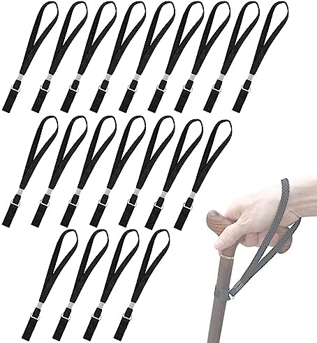 20 pcs Sangles de Bâton de Marche，Bracelet pour Canne de Marche，pour canne de marche, boucle de poignet noire pour béquilles.