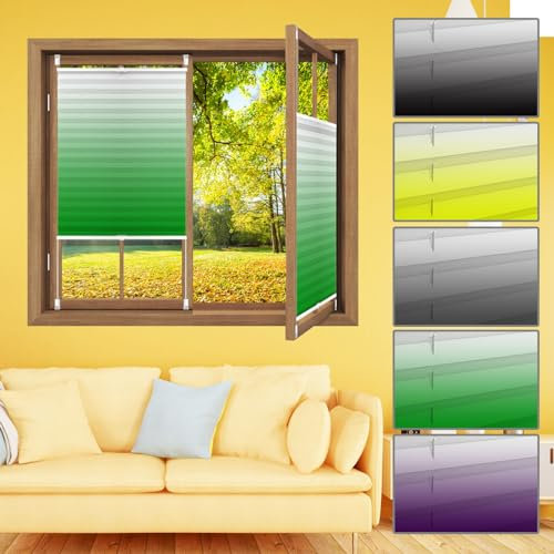 Premium Plissee Faltrollo 50 x 80 cm Lichtdurchlässig Rollo, Plissee Klemmfix Faltrollo Sicht- und Sonnenschutz lichtdurchlässig für Fenster nach Maß, Grün