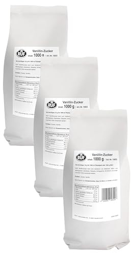 RUF Vanillin Zucker, Großpackung, Küchen-Klassiker zum Backen, Kochen und zur Zubereitung von Pudding, und Cremefüllungen, glutenfrei, vegan (Packung mit 3)