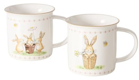 Tassen Becherset Ostern Hasenkinder Nostalgie Keramik je 370 ml
