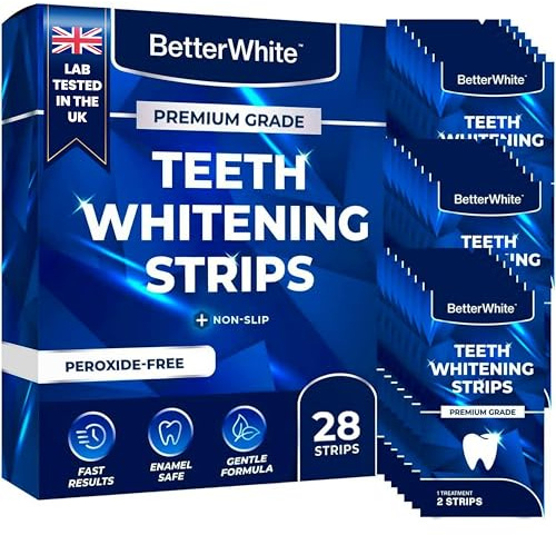 BetterWhite Professional Teeth Whitening Strips 14 Treatments - Enamel Safe - Non-Sensitive Formula - Peroxide-Free Whitening Strips - Dentist Formulated Teeth Whitening Kit (28 Strips)