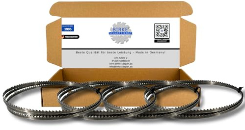 4er Set Birke® UDDEHOLM & GEHÄRTET Bandsägeblätter Weich- und Hartholz für Scheppach, Holzstar uvm.. (1425x6x0,4 6ZpZ (GEHÄRTET))