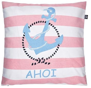 SCHIETWETTER Accessoire Kissenbezug AHOI 50x50cm, Kissenhülle, Zierkissen, Dekokissen, gestreift, Anker, maritim