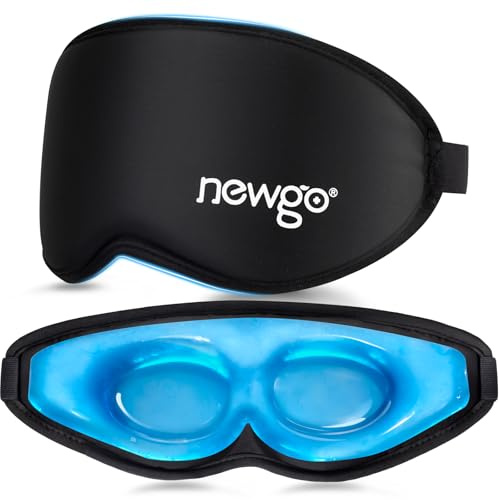NEWGO Cooling Gel Eye Mask, 3D Blocking Lights Weighted Sleep Mask, Reusable Zero Eye Pressure Gel Eye Mask for Puffiness, Dark Circles, Dry Eyes, Headaches