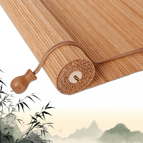 Xalteafe Springrollo Bambus,Bambus Jalousie AußEn,Bambus Jalousien Innen,Bambusrollo Wetterfest,Rollo Retro,Eng Gewebt,Leicht Zu HäNgen,Licht,Regendicht,Sonnenschutz,FüR Fenster/TüRen/Galerie