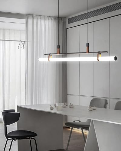 LED Hängelampe Lineare Pendelleuchten, dimmbare Esstisch Moderne Hängeleuchte mit Fernbedienung Pendellampe für schwarz büro esszimmer Wohnzimmer Küche Esstischlampe Leuchte (Schwarz, L150cm)