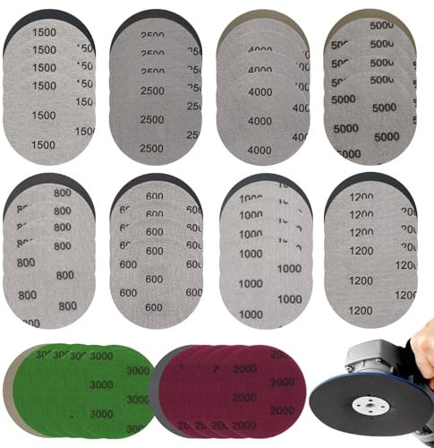 50 Pezzi Dischi Abrasivi 75 mm Carta Vetrata con Grana 600, 800, 1000, 1200, 1500, 2000, 2500, 3000, 4000, 5000 per Levigatura Lucidatura Spolveratura