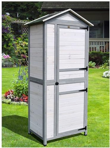 78.7in Tall Outdoor Storage Shed Weatherproof Garden Storage Cabinet with Painted Surface Waterproof Backyard Tool Shed Organizer for Bikes Garbage Cans and Lawn Mower