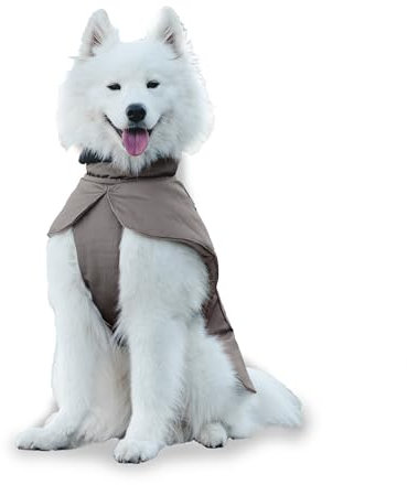 bo&flash Hunde Wintermantel Seattle Taupe Gr. M – Wasserdichter Hundemantel – gefütterter Hundemantel mit stylischem Design – Hunde Wintermantel mit Bauchschutz & reflektierenden Nähten
