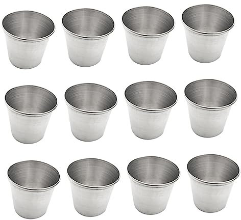 Garneck Vasos Portátiles De Licor De Acero Inoxidable 45ml Resistentes Oxidación Para Picnic y Camping, Set De 12 Unidades Para Whisky, Vodka y Vino