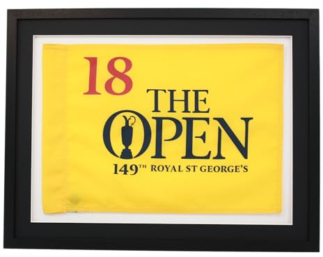 Flag Display Frame. Frame size: 45.5x60cm. Perfect for Golf Flags and other flag memorabilia | The Open | The Masters | Empty Frame to display your flag. (Black Frame - Black Mount)