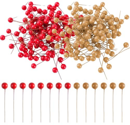 WUSCHOF 200 PCS Mini 10 mm Artificiale Bacche di Agrifoglio Decorazioni Albero di Natale Ancora Ciondolo Mestiere Fiore Corona Fai da Te