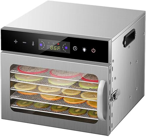 BESTXH 6 Trays, MáQuina Deshidratadora De Alimentos, MáQuina Secadora De Alimentos, Deshidratadores De Acero Inoxidable para Alimentos Y Cecina, Deshidratador De Frutas