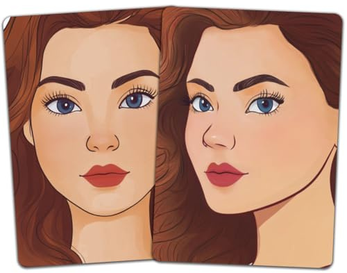 DELORIGIN 2pcs Face Painting Practice Board Reusable Makeup Practice Mannequin Face Painting Exercise Template Stage Makeup Painting Tool Facial Painting Supplies for Makeup Beginner (Curly Hair Lady)