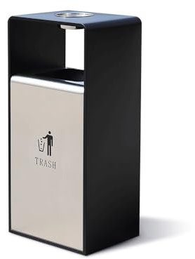 HYRTHAFSDF Papelera para Exterior Papelera para Interior y Exterior Papelera Cuadrada de Metal Grande con Dos Aberturas Laterales, Papelera Comercial Moderna para Uso doméstico Papelera para Exterior
