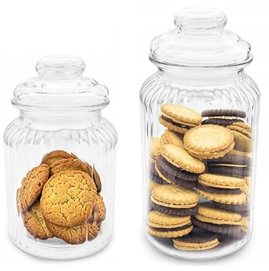 MIKONI Bonboniere Bonbonglas Vorratsglas Vorratsgläser Gebäckdose Keksdose Vorratsdosen Glasbehälter Apothekerglas Glasdose S21 (900ml)