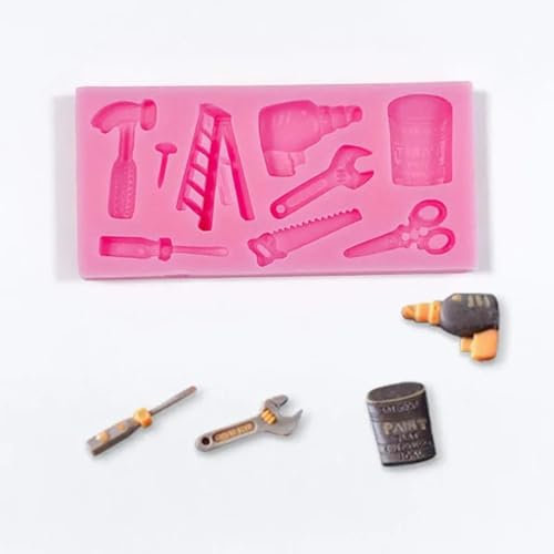 Silikonform-Set, 3D-Säge, Schraubendreher, Schraubenschlüssel, Schere, Gadget, Fondant, Schokolade, Backwerkzeug, Ton, Gips, Harz, 11,2 x 5,4 x 1,2 cm