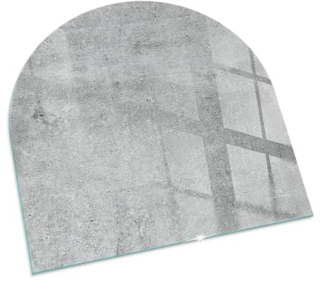 Kamin Bodenplatte Glas 100x100 cm Schutz vor Schäden Wohnzimmer Rundbogen Wasserdicht Schutz vor Kontamination Bodenbelag Polierte Kanten Schutz vor Glut Herdboden - Rohe Betonstruktur