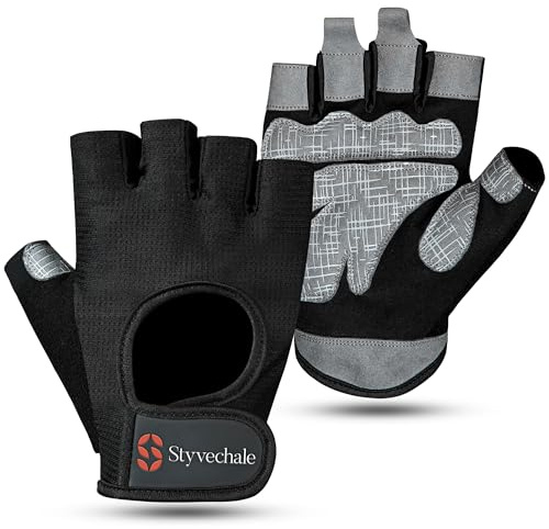 Men’s Women Gym Gloves for Weightlifting, Training & CrossFit – Grip, Protection & Support Breathable Non Slip Padded (Black, M)