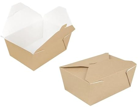 Generico Vaschetta Biodegradabile in Cartone per Microonde, Antigrasso, Interno Bianco, Confezione da 50 Pezzi (per 780ml (cm 11,3x9; altezza cm 6,2))