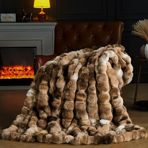 YBIKE Kunstpelz-Kuscheldecke mit Hase-Design Wurfdecke aus Blasenstoff 150x130cm, Luxuriöse Flauschige und Weiche Pelz-Sherpa Decke für Bett, Sofa, Couch (Tie-Dye 1)