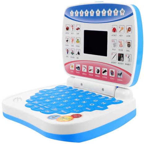 Kisangel Laptop für Interaktives zur Frühen Bildung Blaue LED Anzeige Musikalisches Lernen für Kleinkinder im Alter von Jahren Geburtstagsgeschenke und Spielzeugpreise