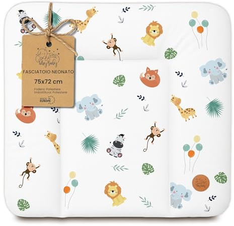 Skötbädd avtvättbar och vattentät 75x72 cm - skötmatta för skötbord, skötunderlag, skötbyrå eller tvättmaskin Oeko-Tex 75 x 72 Safari