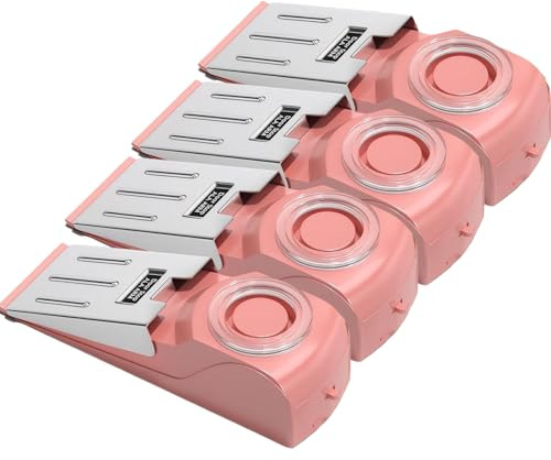Mengshen Dörrstopp larm 120 dB siren och blinkande ljus uppladdningsbar batteridriven halkfri gummibas resevänlig personlig säkerhetsenhet 4-pack