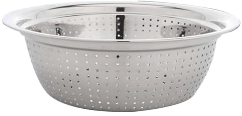 GARVALON Bacinella Scolapasta in Acciaio Inox 24 CM per Lavare Riso Frutta e Verdura Fondo Antiscivolo Contenitore Multifunzionale per Cucina e Lavanderia
